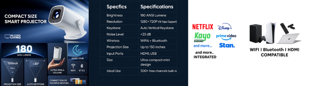 Big Screen Living 4KHD Projector